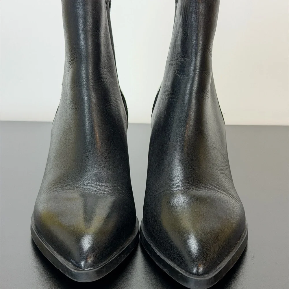 Steve Madden‎ Audience Black Leather Chelsea Ankle Boot 7.5M Pointed Toe